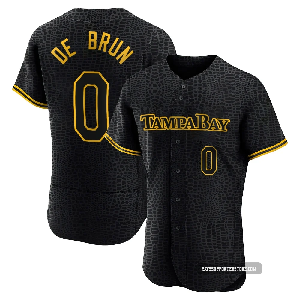 Tampa Bay Rays ＃0 Slater de Brun Men's Authentic Snake Skin City Jersey - Black