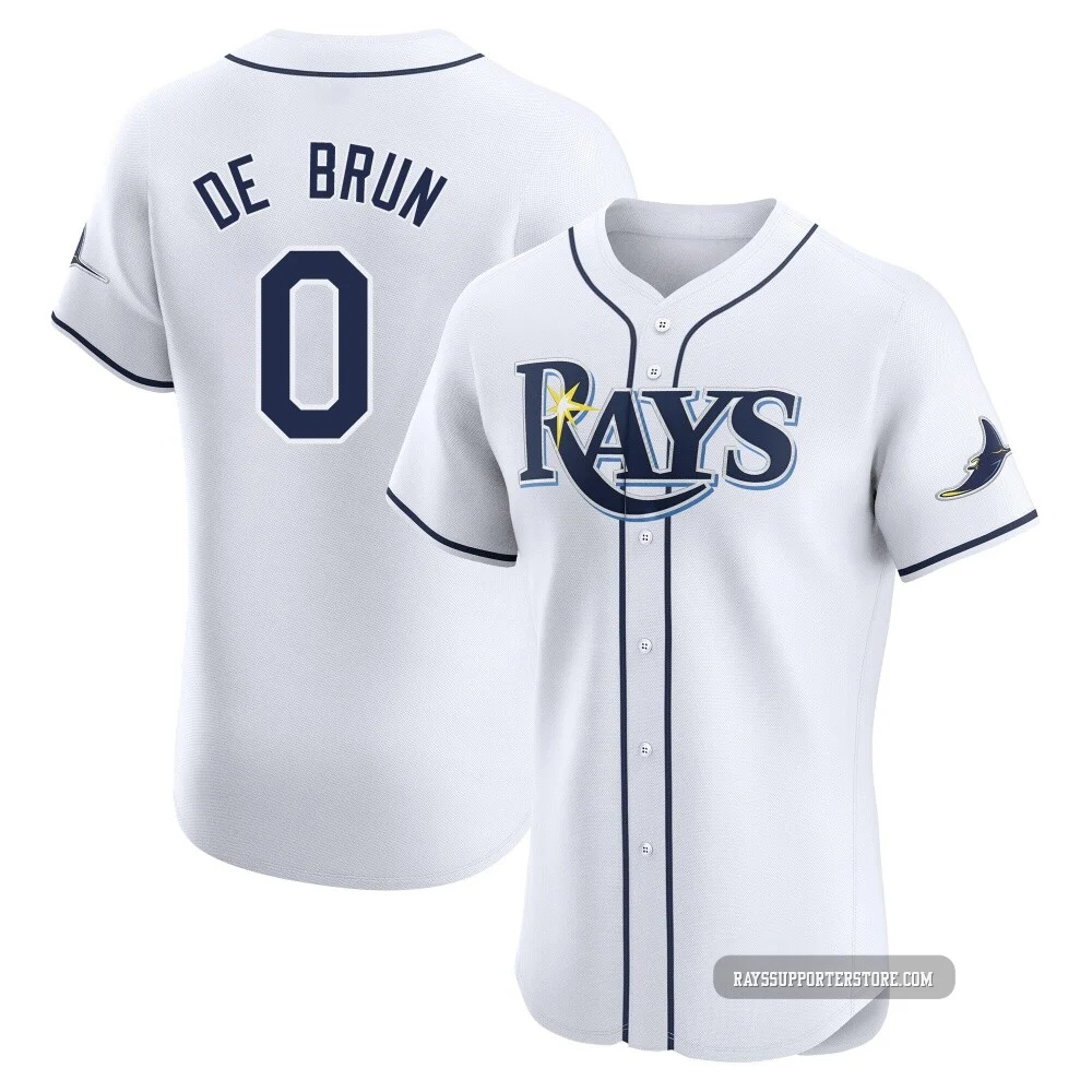 Tampa Bay Rays ＃0 Slater de Brun Men's Elite Home Jersey - White