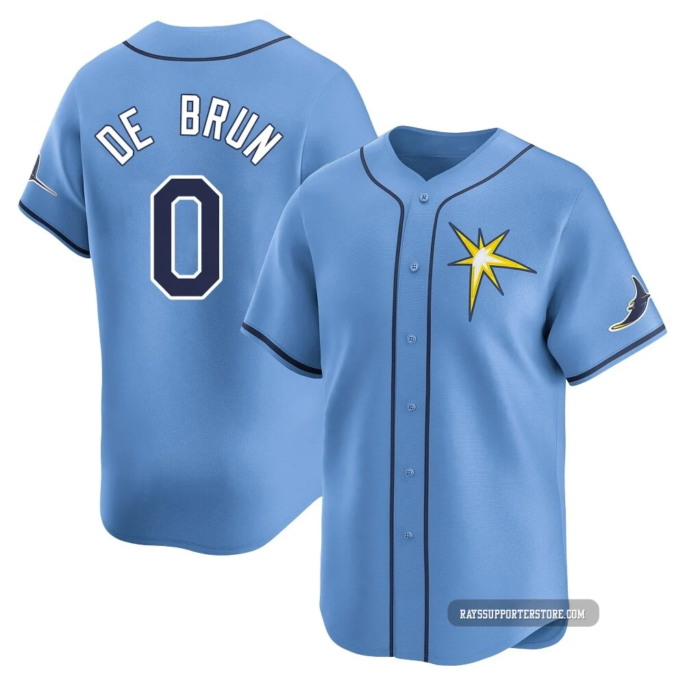Tampa Bay Rays ＃0 Slater de Brun Men's Limited Alternate Jersey - Light Blue