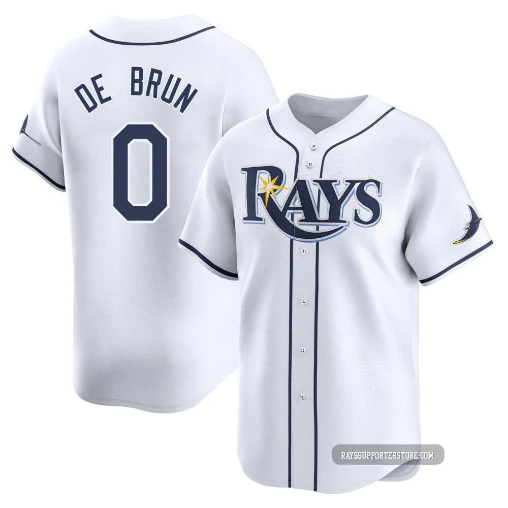 Tampa Bay Rays ＃0 Slater de Brun Men's Limited Home Jersey - White