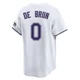 Tampa Bay Rays ＃0 Slater de Brun Men's Limited Throwback Cooperstown Jersey - White