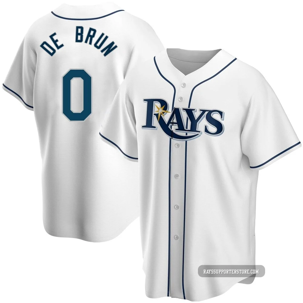 Tampa Bay Rays ＃0 Slater de Brun Men's Replica Home Jersey - White