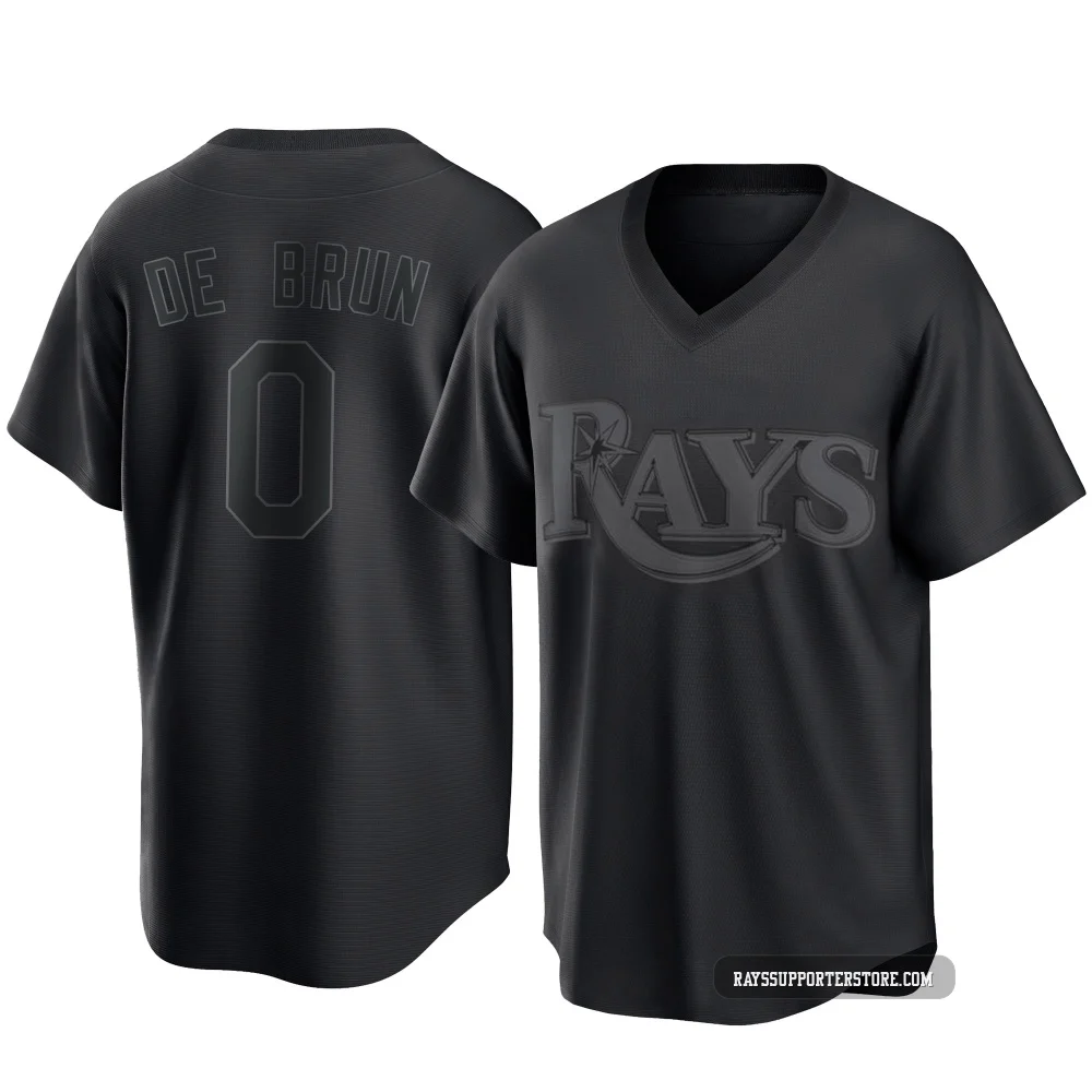 Tampa Bay Rays ＃0 Slater de Brun Men's Replica Pitch Fashion Jersey - Black