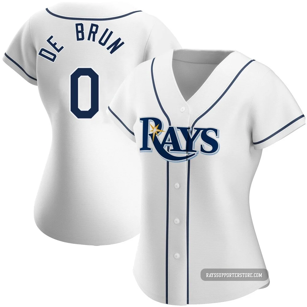 Tampa Bay Rays ＃0 Slater de Brun Women's Authentic Home Jersey - White