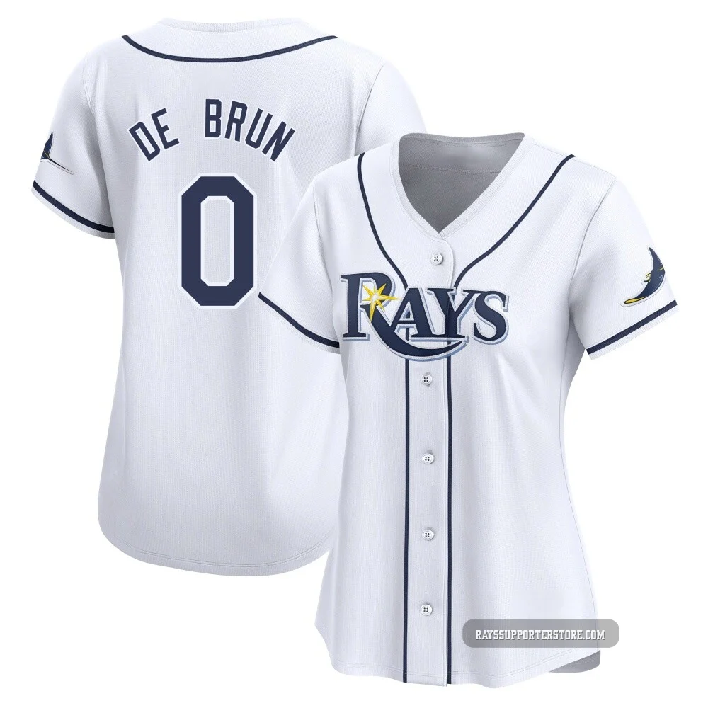 Tampa Bay Rays ＃0 Slater de Brun Women's Limited Home Jersey - White