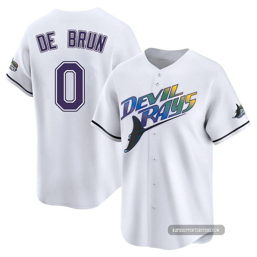Tampa Bay Rays ＃0 Slater de Brun Youth Limited Throwback Cooperstown Jersey - White