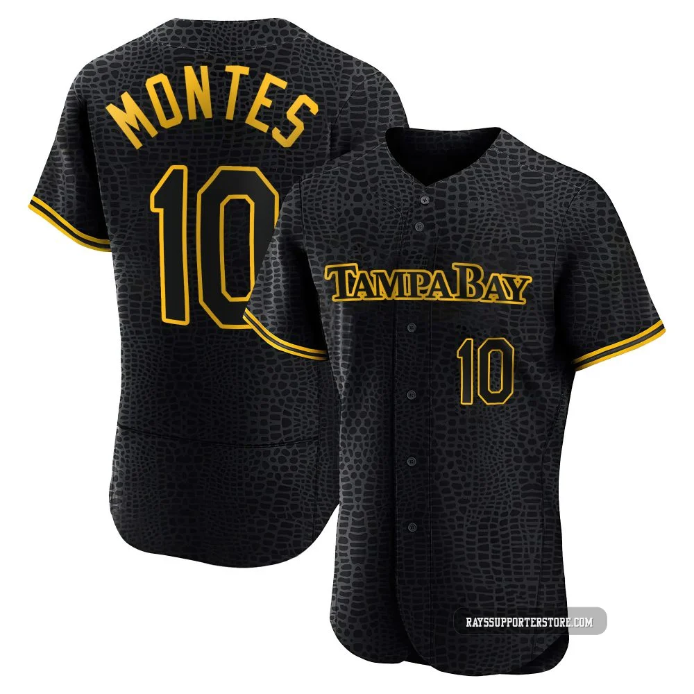 Tampa Bay Rays ＃10 Coco Montes Men's Authentic Snake Skin City Jersey - Black