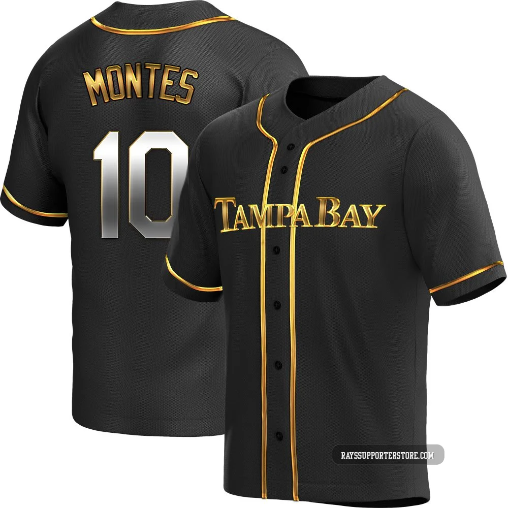 Tampa Bay Rays ＃10 Coco Montes Youth Replica Black en Alternate Jersey - Gold