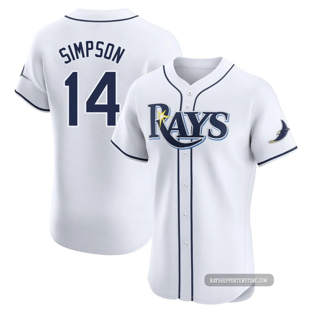 Tampa Bay Rays ＃14 Chandler Simpson Men's Elite Home Jersey - White