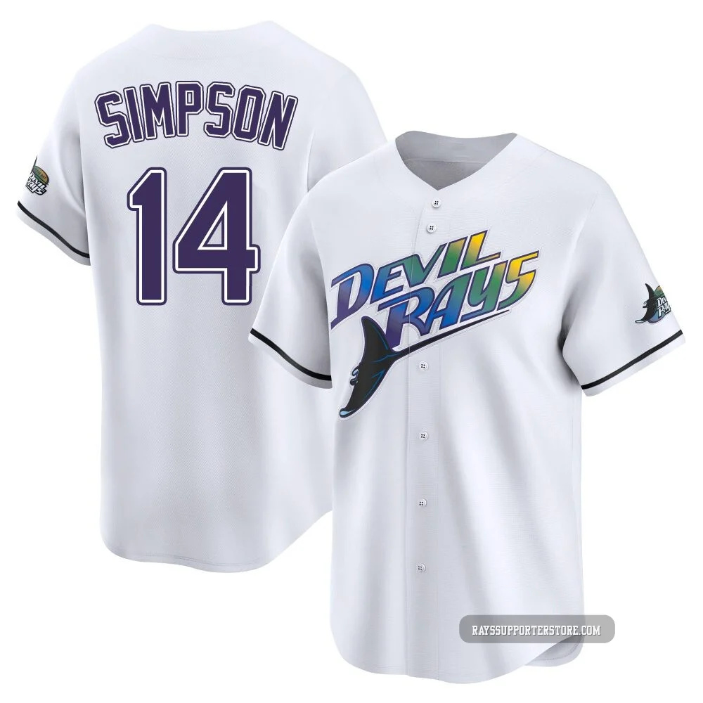 Tampa Bay Rays ＃14 Chandler Simpson Men's Limited Throwback Cooperstown Jersey - White