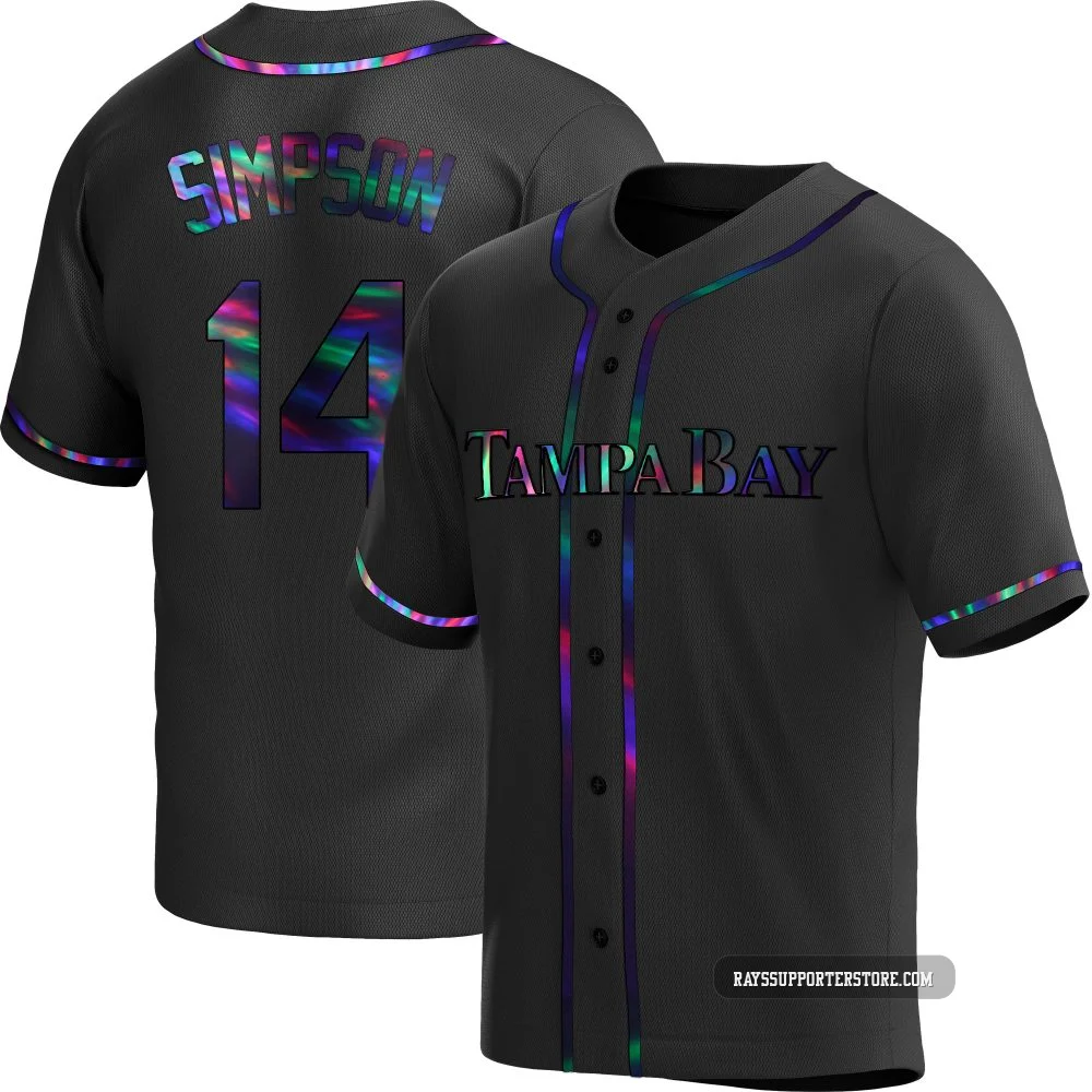 Tampa Bay Rays ＃14 Chandler Simpson Men's Replica Holographic Alternate Jersey - Black