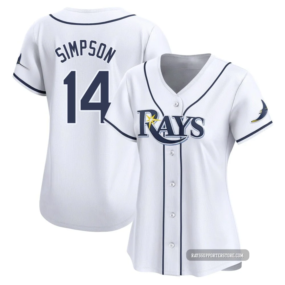 Tampa Bay Rays ＃14 Chandler Simpson Women's Limited Home Jersey - White