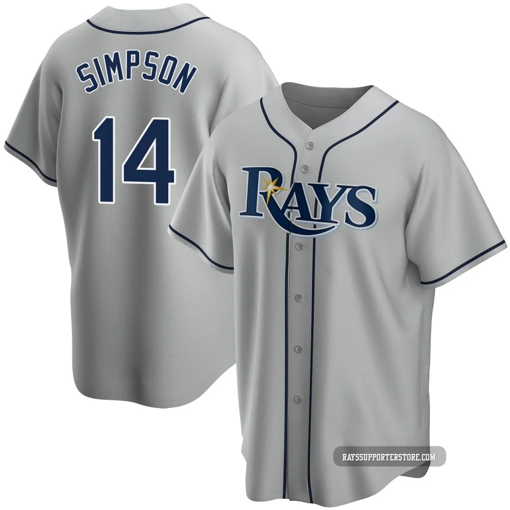 Tampa Bay Rays ＃14 Chandler Simpson Youth Replica Road Jersey - Gray