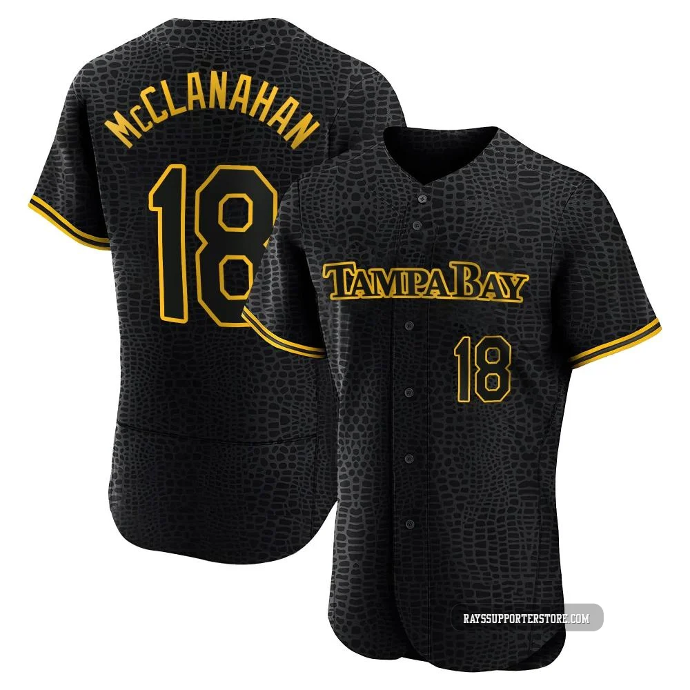 Tampa Bay Rays ＃18 Shane McClanahan Men's Authentic Snake Skin City Jersey - Black