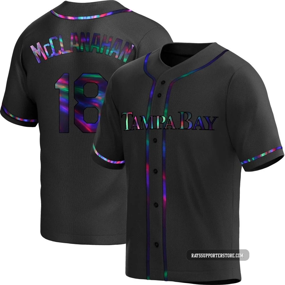 Tampa Bay Rays ＃18 Shane McClanahan Men's Replica Holographic Alternate Jersey - Black