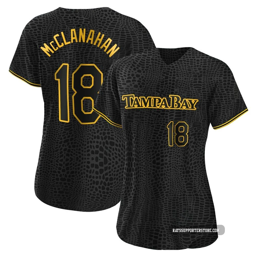 Tampa Bay Rays ＃18 Shane McClanahan Women's Authentic Snake Skin City Jersey - Black
