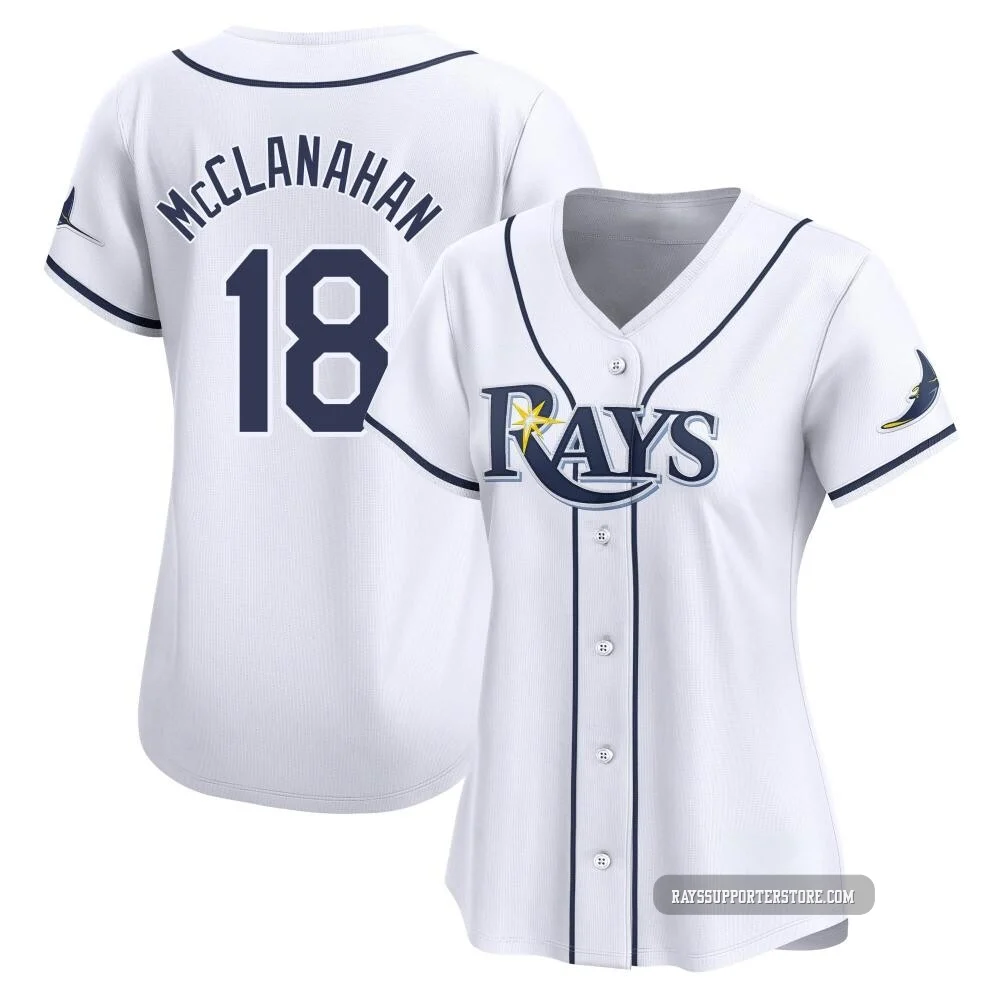 Tampa Bay Rays ＃18 Shane McClanahan Women's Limited Home Jersey - White