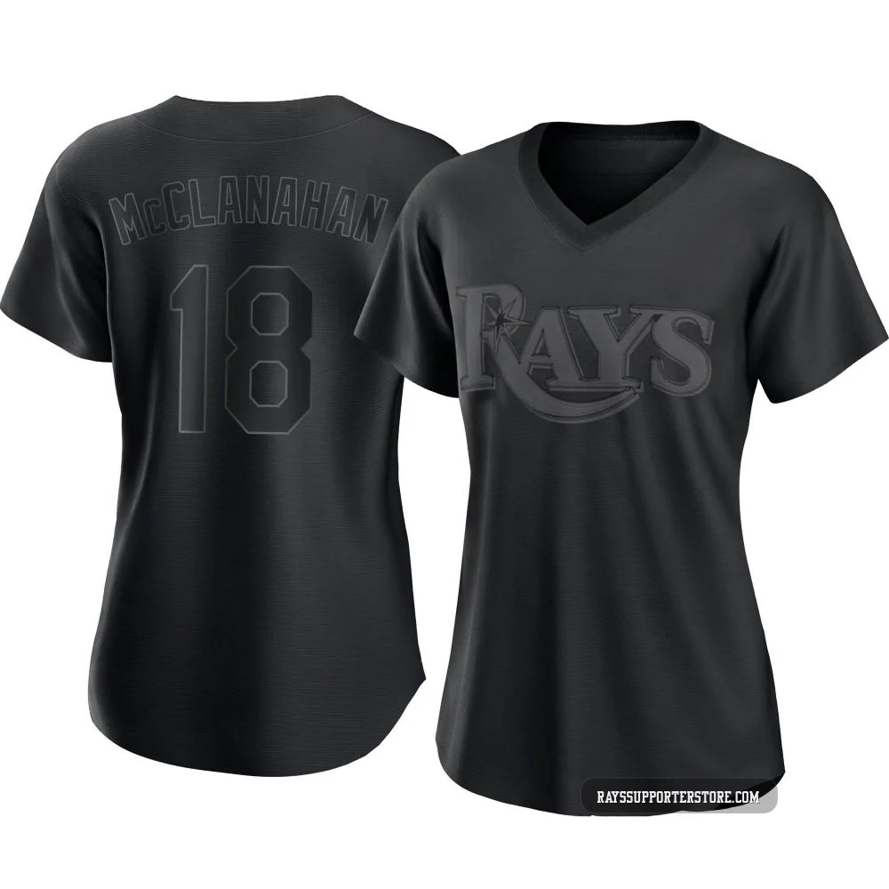Tampa Bay Rays ＃18 Shane McClanahan Women's Replica Pitch Fashion Jersey - Black