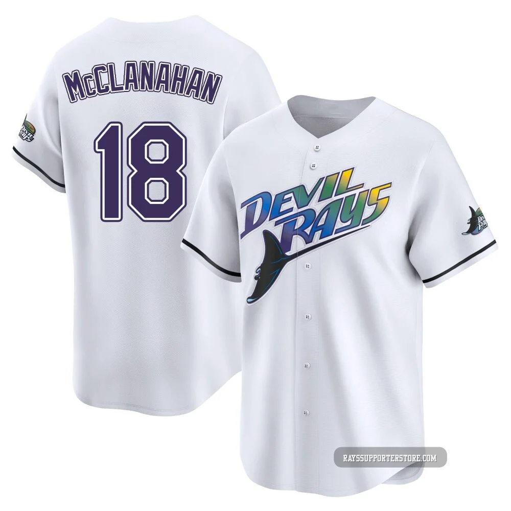 Tampa Bay Rays ＃18 Shane McClanahan Youth Limited Throwback Cooperstown Jersey - White