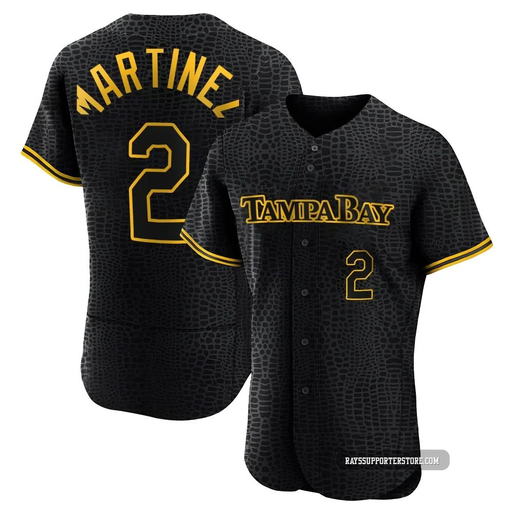Tampa Bay Rays ＃2 Michael Martinez Men's Authentic Snake Skin City Jersey - Black