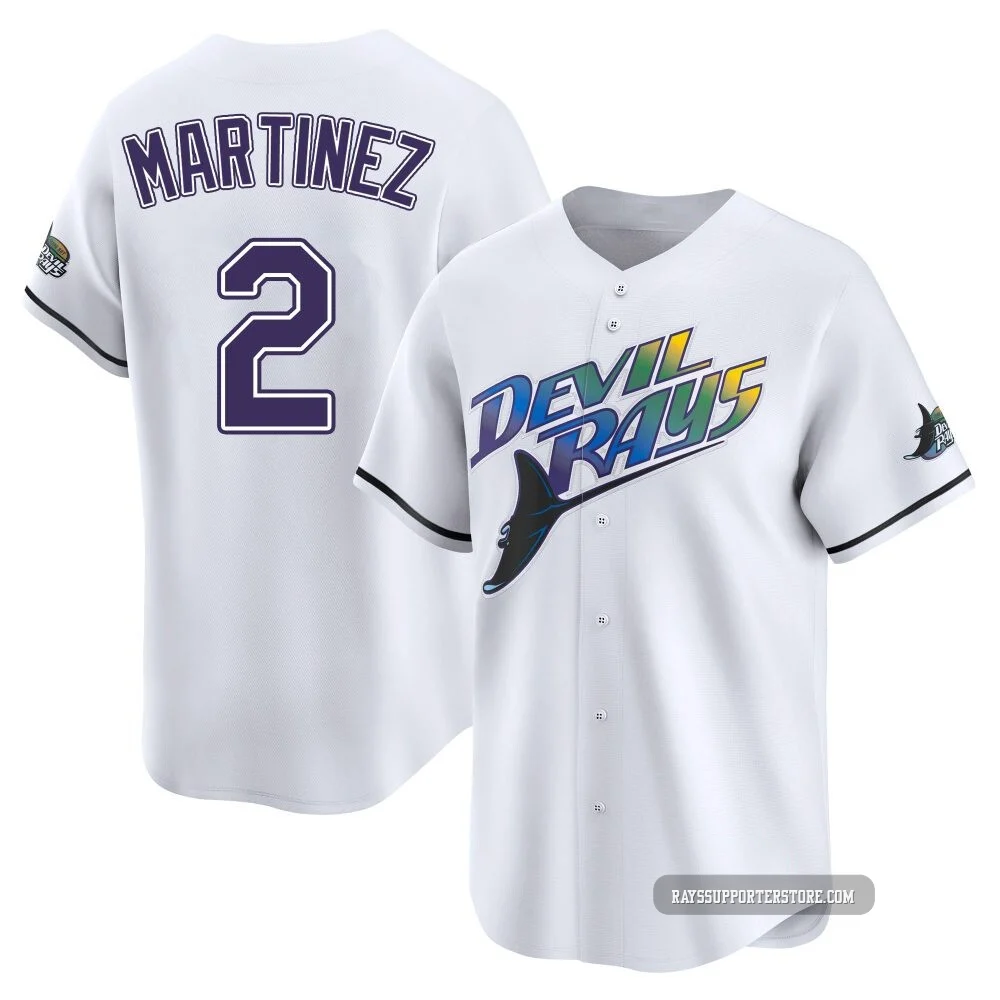 Tampa Bay Rays ＃2 Michael Martinez Men's Limited Throwback Cooperstown Jersey - White