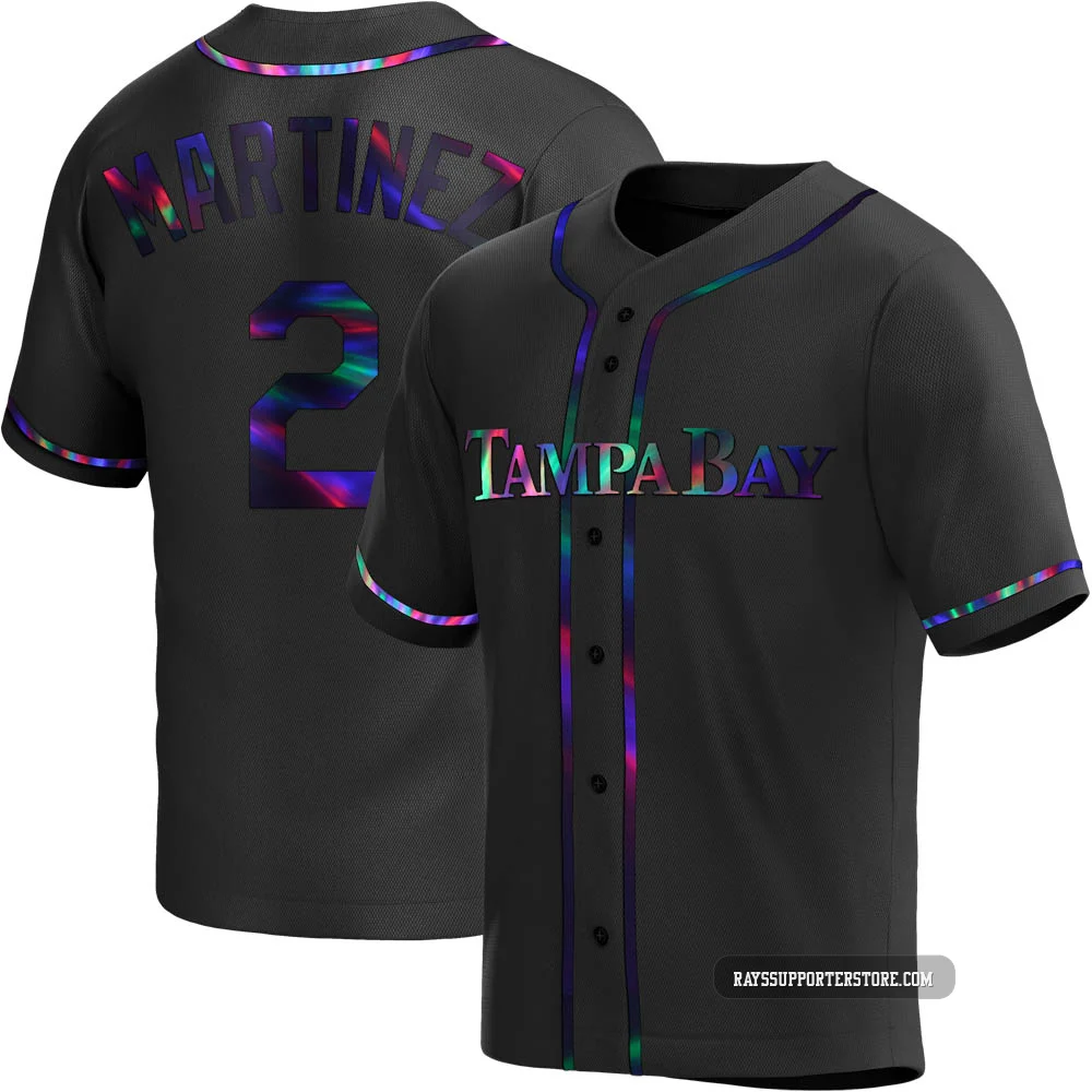 Tampa Bay Rays ＃2 Michael Martinez Men's Replica Holographic Alternate Jersey - Black