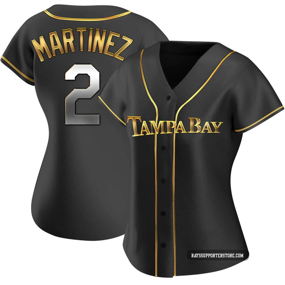 Tampa Bay Rays ＃2 Michael Martinez Women's Replica Black en Alternate Jersey - Gold