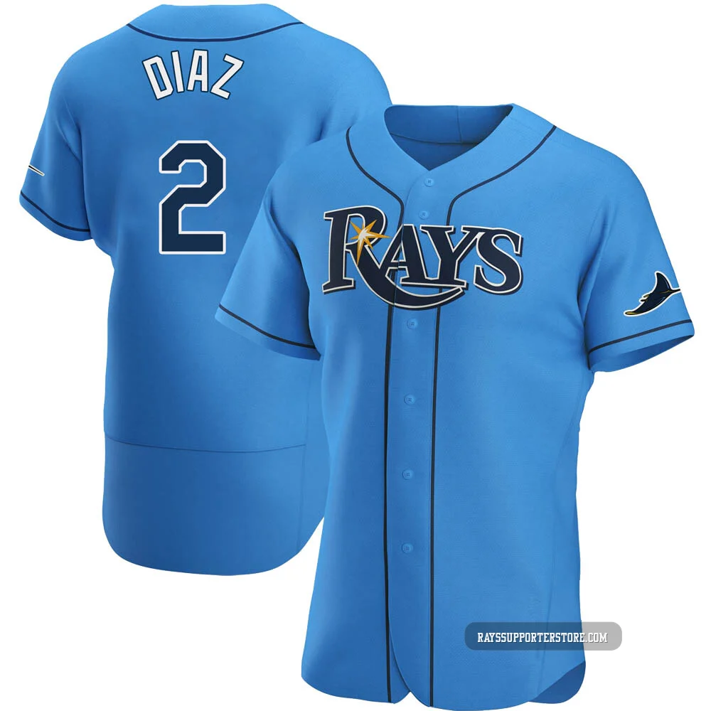 Tampa Bay Rays ＃2 Yandy Diaz Men's Authentic Alternate Jersey - Light Blue