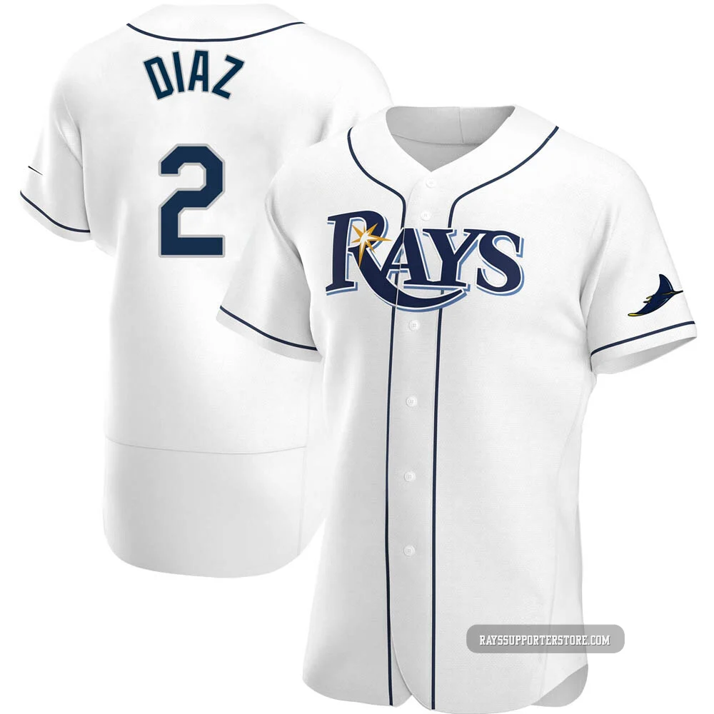 Tampa Bay Rays ＃2 Yandy Diaz Men's Authentic Home Jersey - White