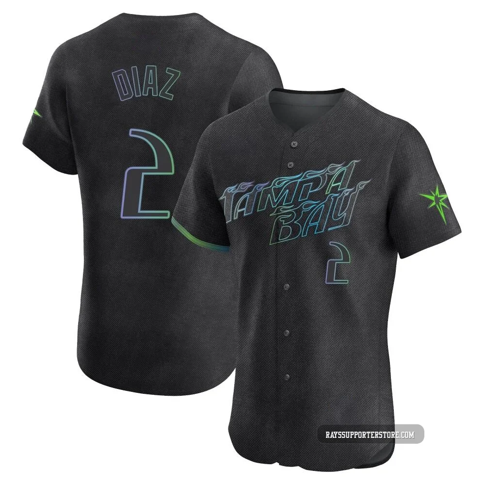 Tampa Bay Rays ＃2 Yandy Diaz Men's Elite 2024 City Connect Jersey - Charcoal