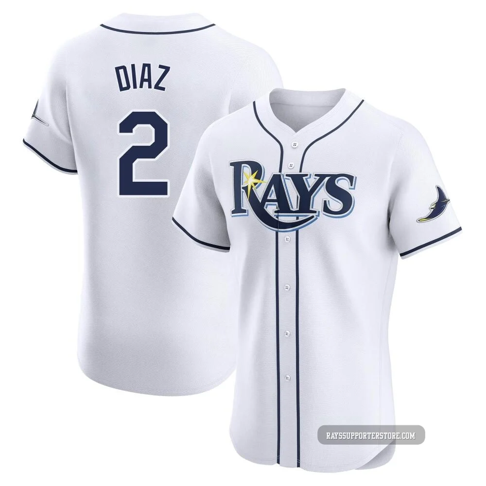 Tampa Bay Rays ＃2 Yandy Diaz Men's Elite Home Jersey - White