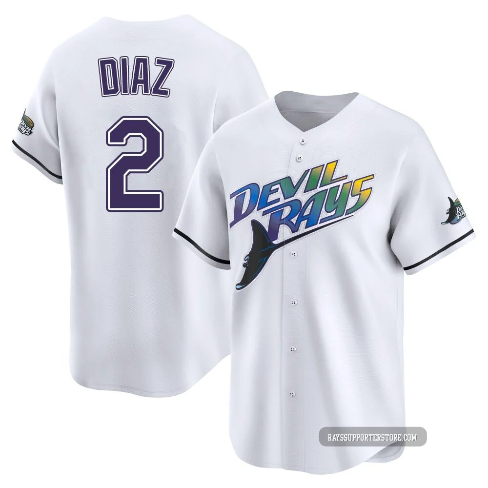 Tampa Bay Rays ＃2 Yandy Diaz Men's Limited Throwback Cooperstown Jersey - White