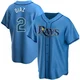 Tampa Bay Rays ＃2 Yandy Diaz Men's Replica Alternate Jersey - Light Blue