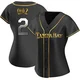 Tampa Bay Rays ＃2 Yandy Diaz Women's Replica Black en Alternate Jersey - Gold