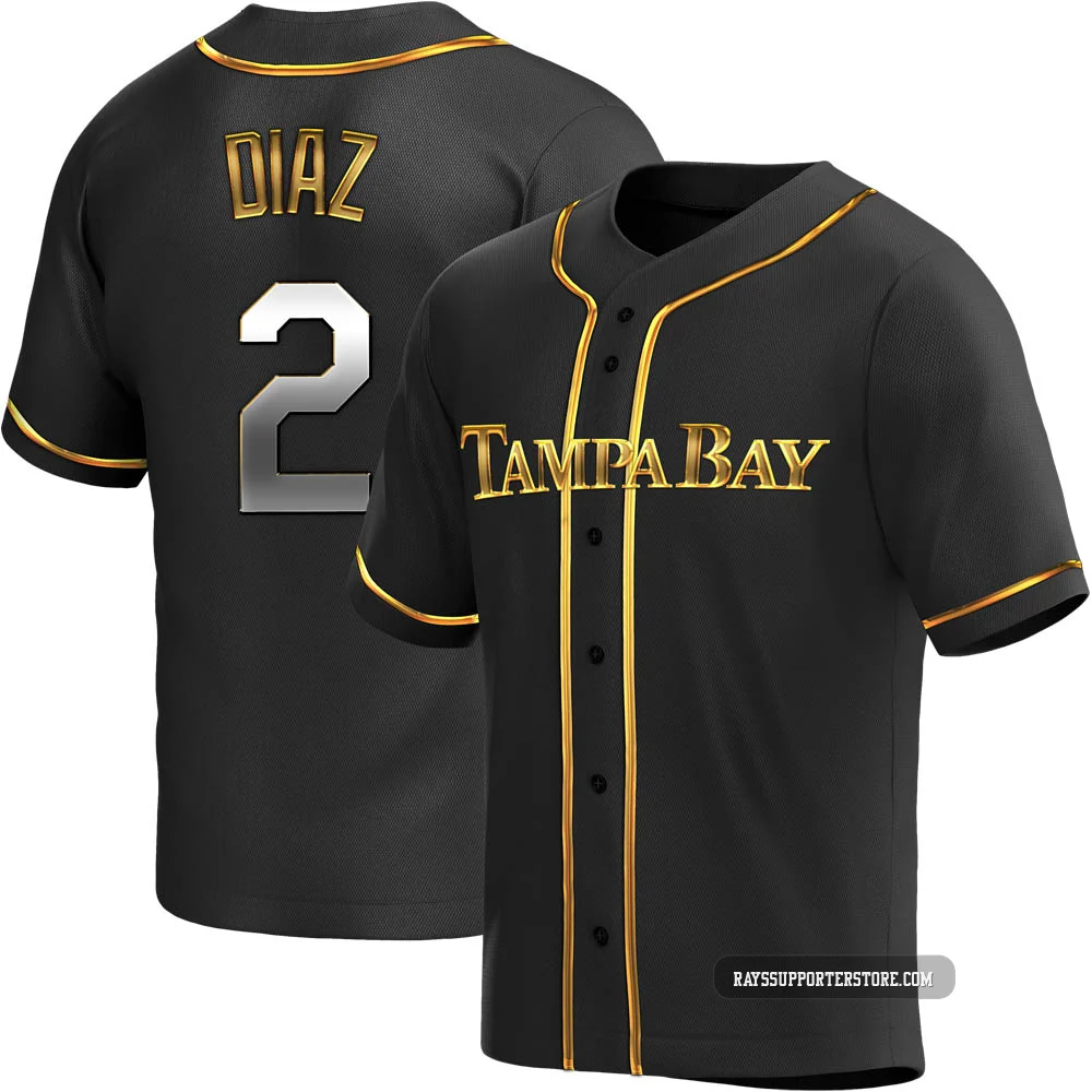 Tampa Bay Rays ＃2 Yandy Diaz Youth Replica Black en Alternate Jersey - Gold