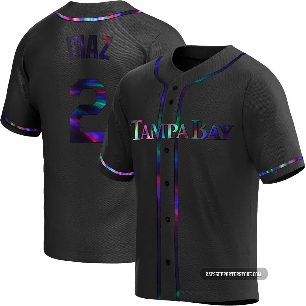 Tampa Bay Rays ＃2 Yandy Diaz Youth Replica Holographic Alternate Jersey - Black