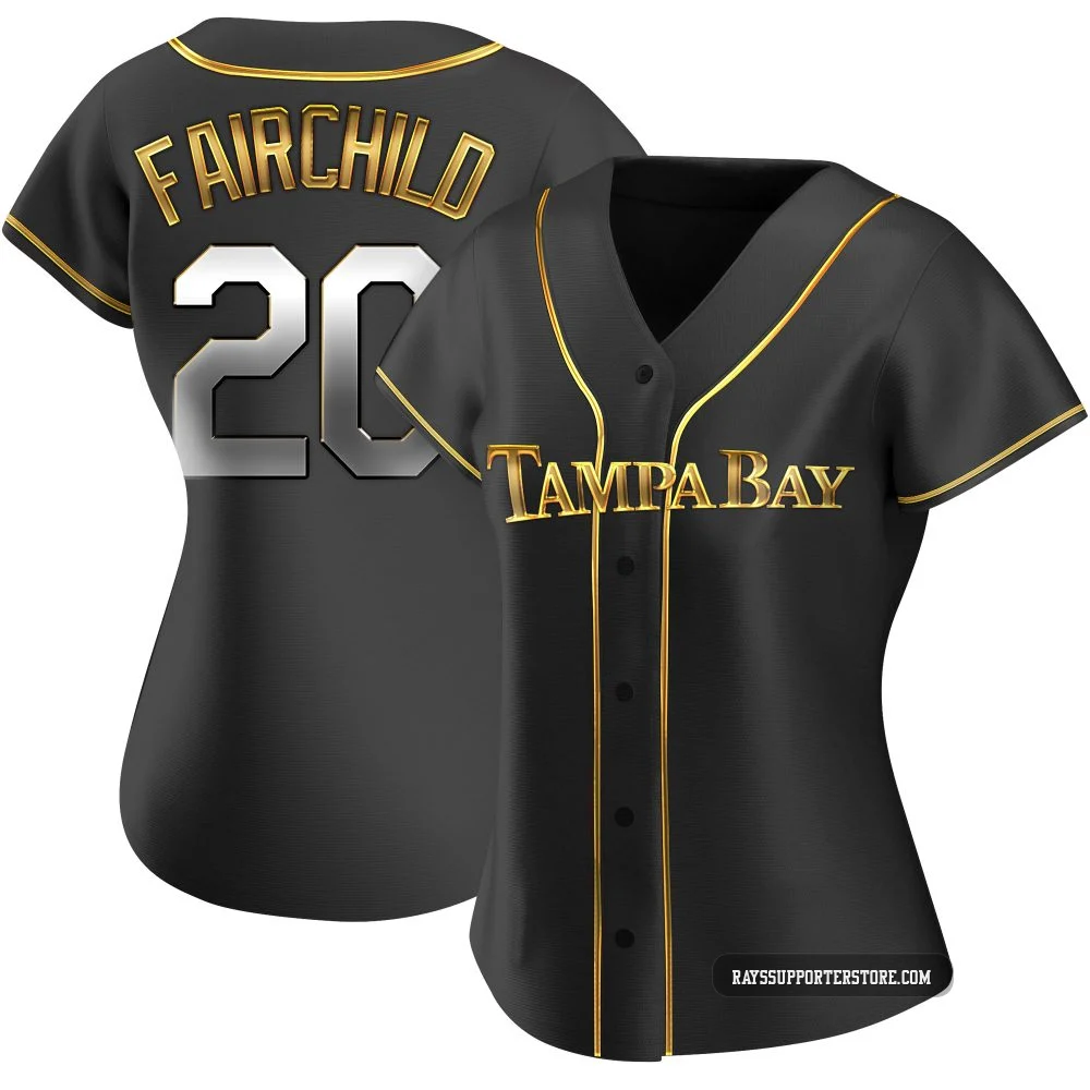Tampa Bay Rays ＃20 Stuart Fairchild Women's Replica Black en Alternate Jersey - Gold