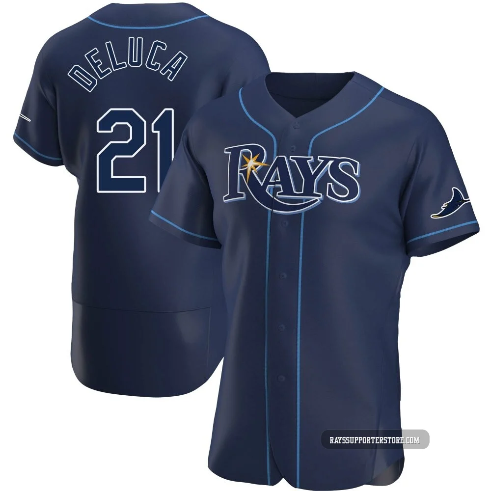Tampa Bay Rays ＃21 Jonny DeLuca Men's Authentic Alternate Jersey - Navy
