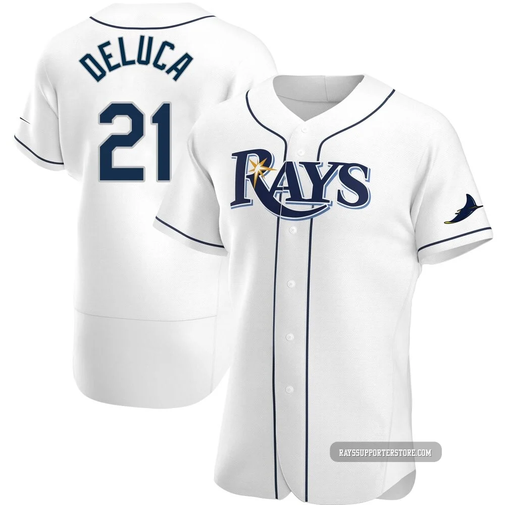 Tampa Bay Rays ＃21 Jonny DeLuca Men's Authentic Home Jersey - White