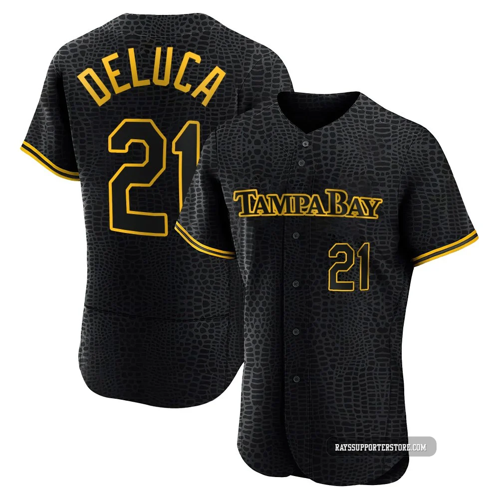 Tampa Bay Rays ＃21 Jonny DeLuca Men's Authentic Snake Skin City Jersey - Black