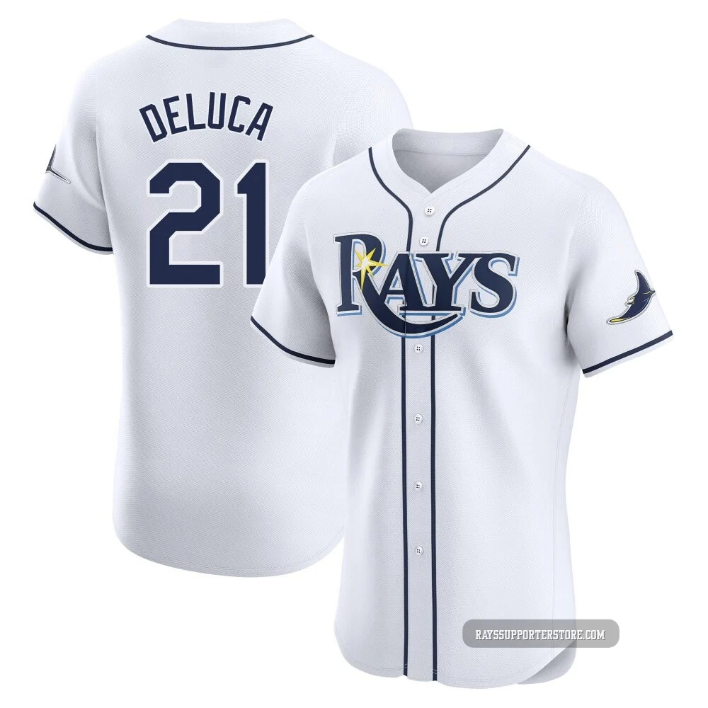 Tampa Bay Rays ＃21 Jonny DeLuca Men's Elite Home Jersey - White