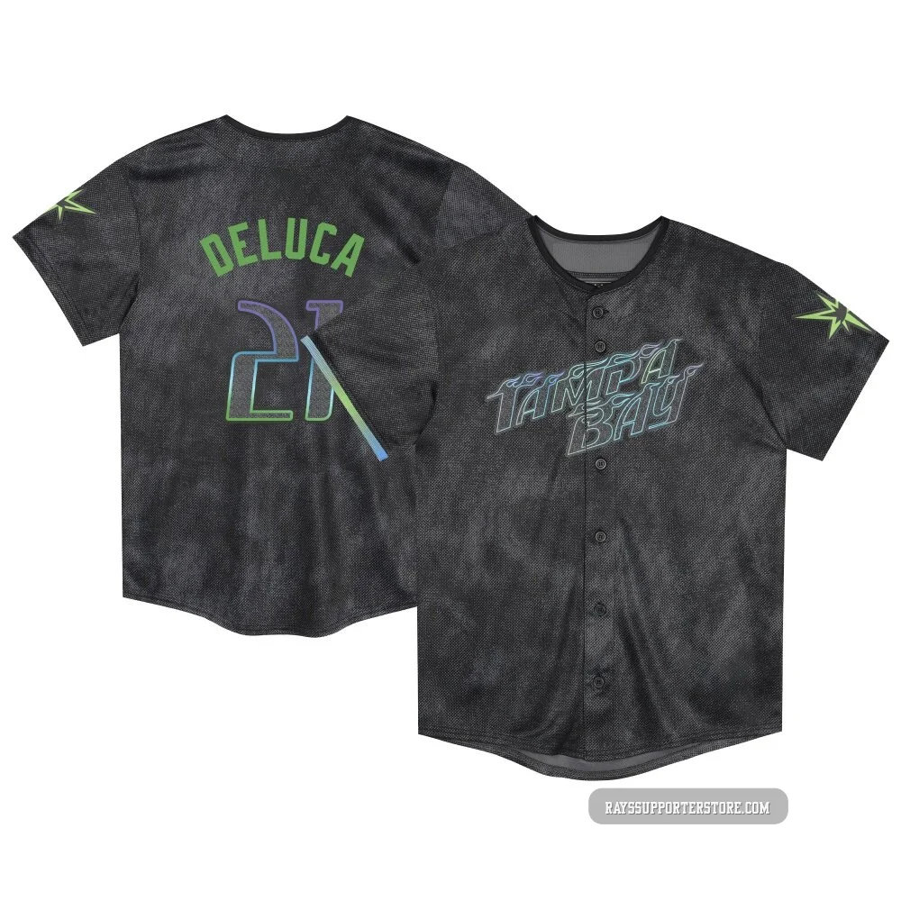 Tampa Bay Rays ＃21 Jonny DeLuca Men's Limited Toddler 2024 City Connect Jersey - Charcoal