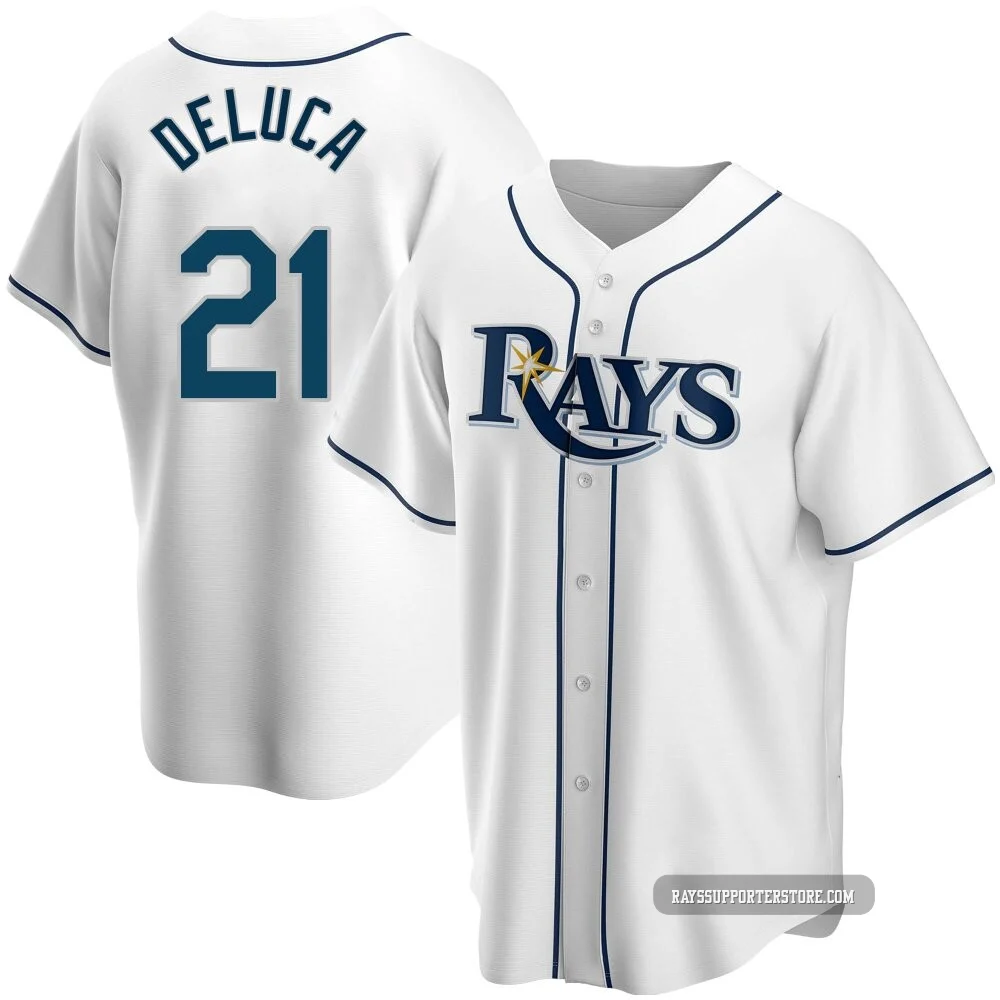 Tampa Bay Rays ＃21 Jonny DeLuca Men's Replica Home Jersey - White