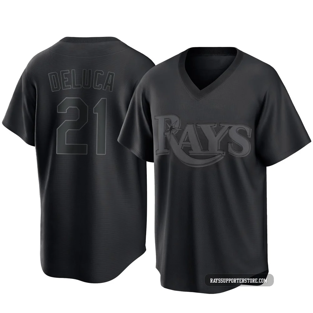 Tampa Bay Rays ＃21 Jonny DeLuca Men's Replica Pitch Fashion Jersey - Black
