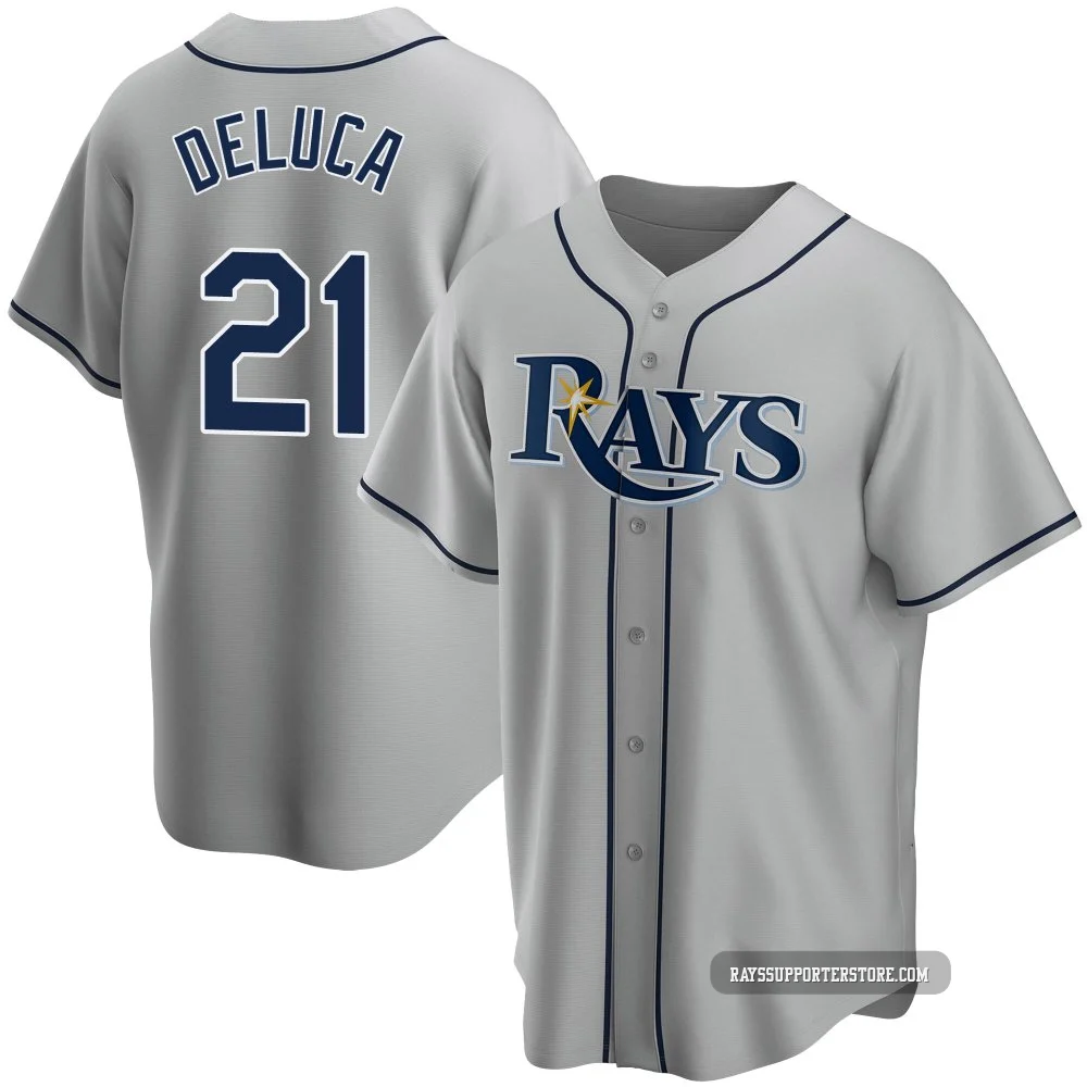 Tampa Bay Rays ＃21 Jonny DeLuca Men's Replica Road Jersey - Gray