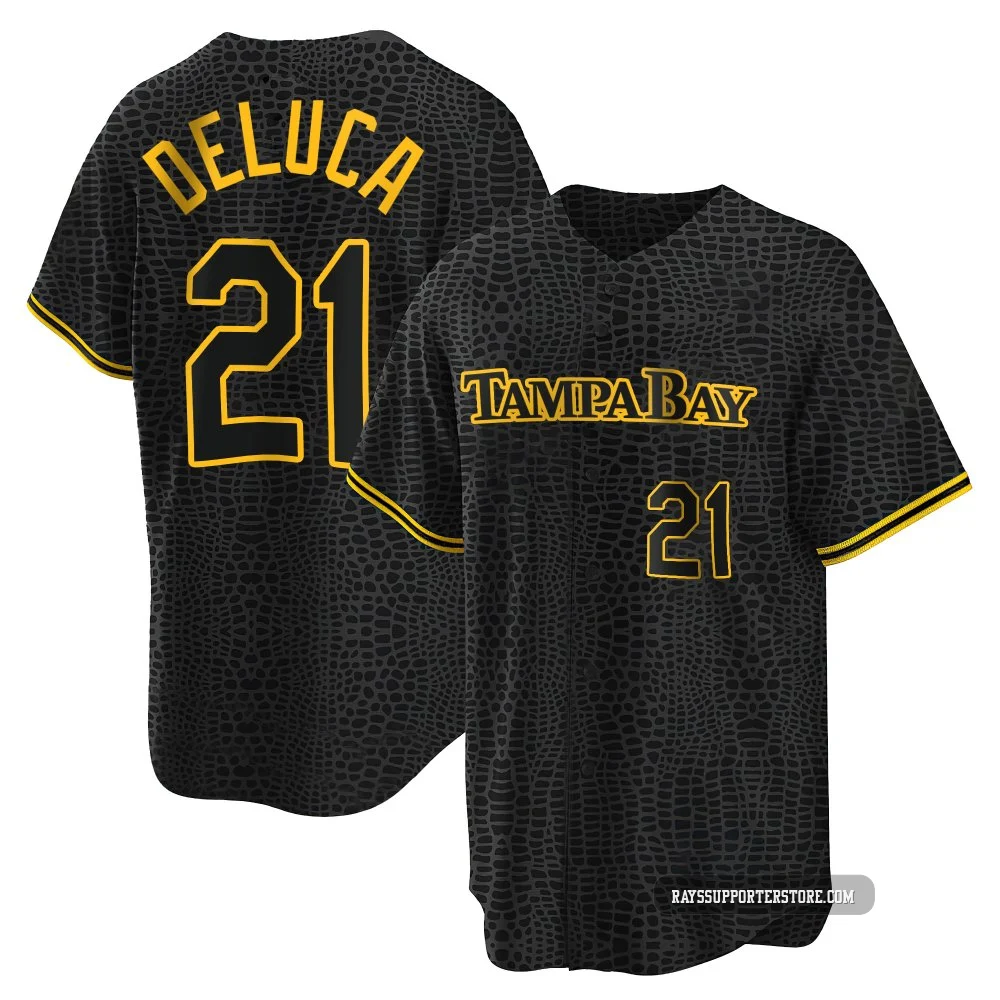 Tampa Bay Rays ＃21 Jonny DeLuca Men's Replica Snake Skin City Jersey - Black