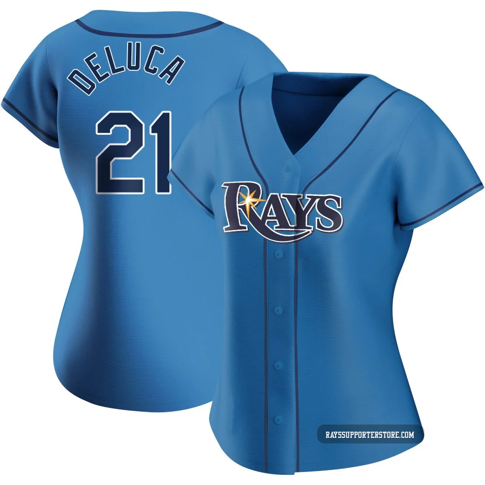 Tampa Bay Rays ＃21 Jonny DeLuca Women's Authentic Alternate Jersey - Light Blue