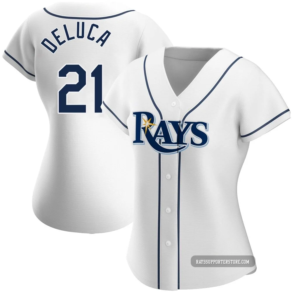 Tampa Bay Rays ＃21 Jonny DeLuca Women's Authentic Home Jersey - White