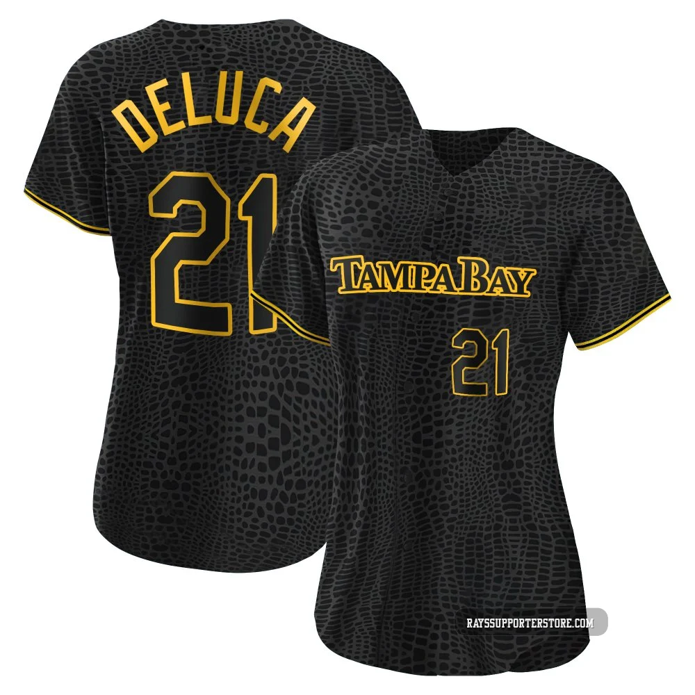 Tampa Bay Rays ＃21 Jonny DeLuca Women's Authentic Snake Skin City Jersey - Black