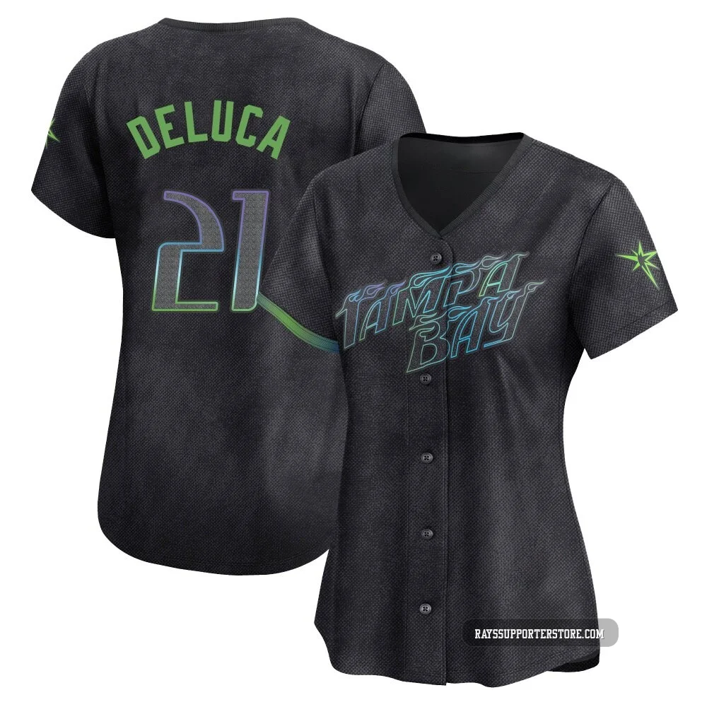 Tampa Bay Rays ＃21 Jonny DeLuca Women's Limited 2024 City Connect Jersey - Charcoal